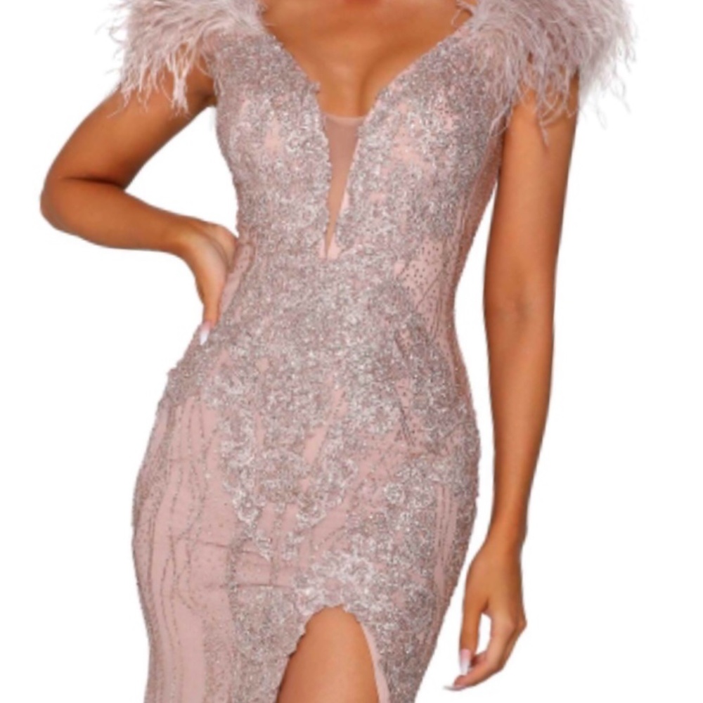 Portia & Scarlett long silver/nude gown Size 0